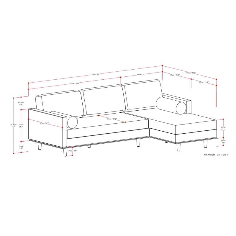Morrison Mid Century Right Sectional 102