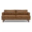 Livingston Mid-Century Modern 76inch Wide Sofa in Caramel Brown Genuine Leather