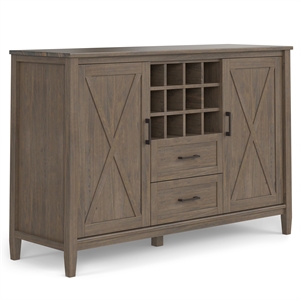 Ela SOLID WOOD 54&quot Wide Transitional Sideboard with Wine Storage in Smoky Brown