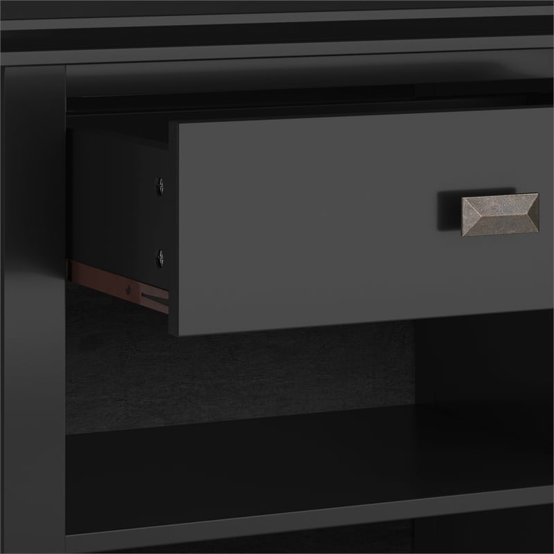 Artisan SOLID WOOD 24 inch Wide Contemporary Bedside Nightstand Table in Black