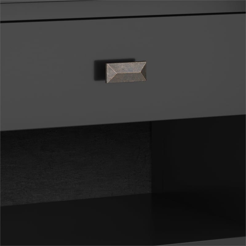 Artisan SOLID WOOD 24 inch Wide Contemporary Bedside Nightstand Table in Black