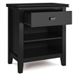 Artisan SOLID WOOD 24 inch Wide Contemporary Bedside Nightstand Table in Black