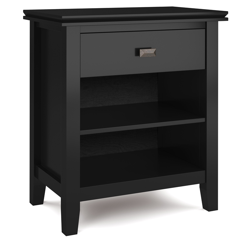 Artisan SOLID WOOD 24 inch Wide Contemporary Bedside Nightstand Table in Black