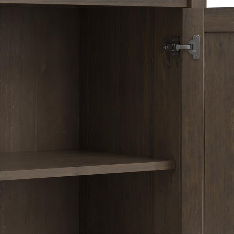 Ela SOLID WOOD 60 inch Wide Transitional Wide Storage Cabinet in Smoky Brown
