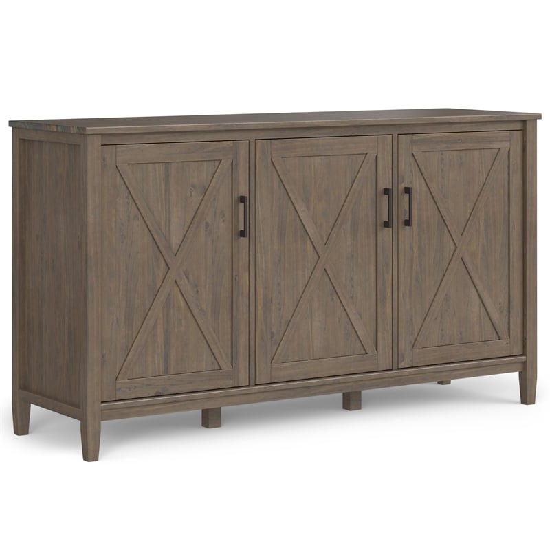 Ela SOLID WOOD 60 inch Wide Transitional Wide Storage Cabinet in Smoky Brown
