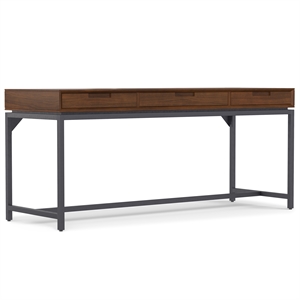 banting solid wood industrial 72 inch wide wide desk in walnut