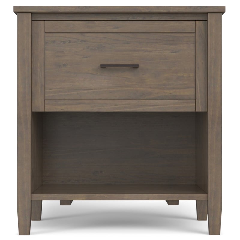 Ela SOLID WOOD 24 inch Wide Transitional Bedside Table in Smoky Brown