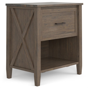 Ela SOLID WOOD 24 inch Wide Transitional Bedside Table in Smoky Brown