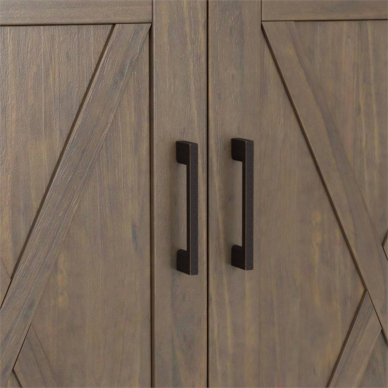 Ela SOLID WOOD 32 inch Wide Transitional Low Storage Cabinet in Smoky Brown