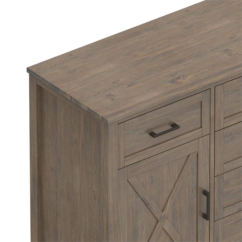 Ela SOLID WOOD 54 inch Wide Transitional Sideboard  in Smoky Brown