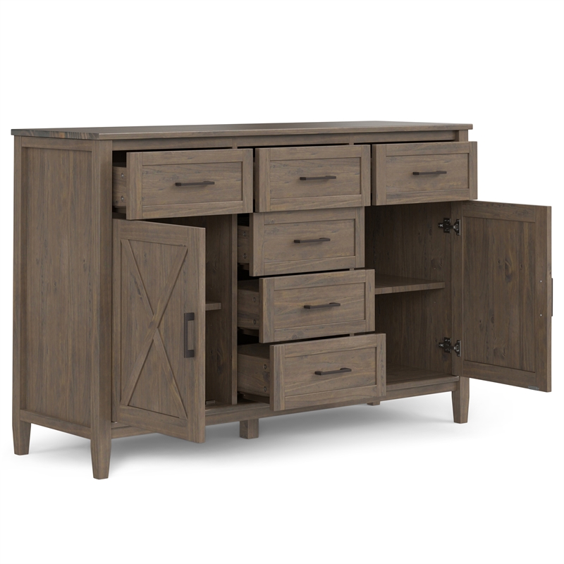 Ela SOLID WOOD 54 inch Wide Transitional Sideboard  in Smoky Brown