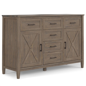 Ela SOLID WOOD 54 inch Wide Transitional Sideboard  in Smoky Brown