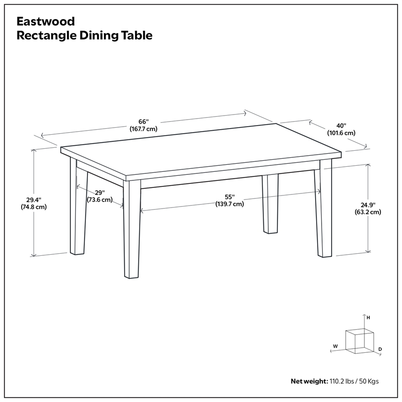 Eastwood Walnut 66x40 inch Rectangle Contemporary Dining Table in Walnut
