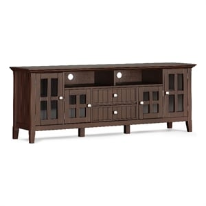 Acadian SOLID WOOD 72 inch Wide Transitional TV Media Stand in Brunette Brown