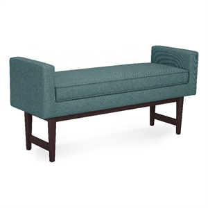 Scott 46&quot Wide Contemporary Rectangle Ottoman Bench in Smoky Teal Linen Fabric