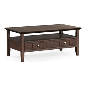 Acadian WOOD 48&quot Wide Transitional Coffee Table with Drawer in Brunette Brown
