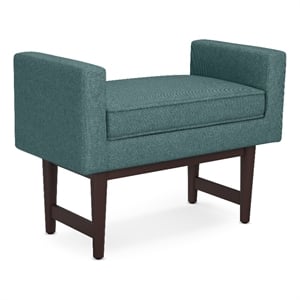 Scott 29&quot Wide Contemporary Rectangle Ottoman Bench in Smoky Teal Linen Fabric