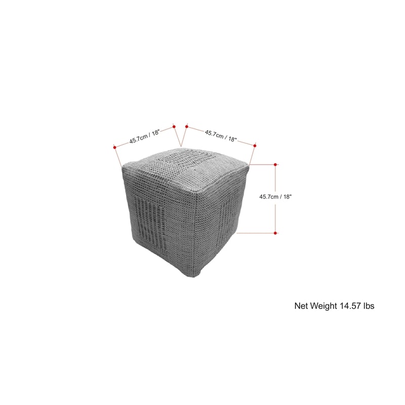 Delilah Contemporary Square Square Woven Pouf in Natural
