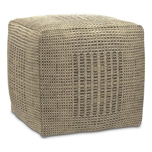 Delilah Contemporary Square Square Woven Pouf in Natural