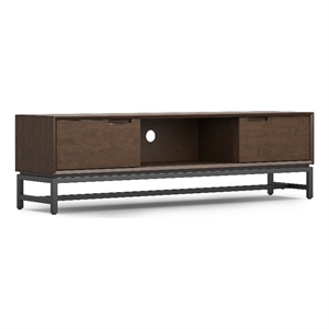Banting SOLID HARDWOOD 72&quot WD Modern Industrial TV Media Stand in Walnut Brown