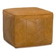 Morden Contemporary Square Pouf in Brown Genuine Leather