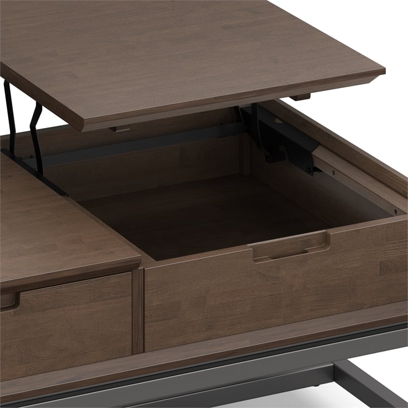 banting solid hardwood 48&quot wide modern lift top coffee table in walnut brown