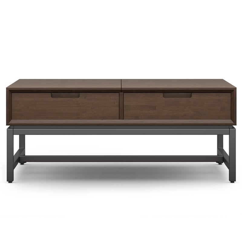 banting solid hardwood 48&quot wide modern lift top coffee table in walnut brown