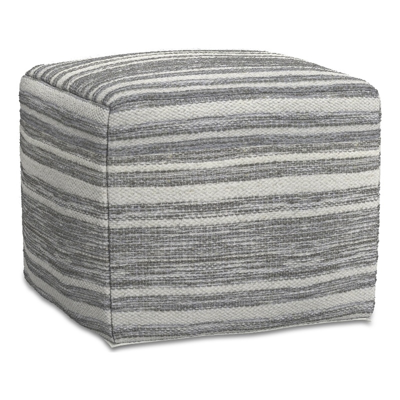 Carina Contemporary Square Square Woven Pouf in Black Melange and White