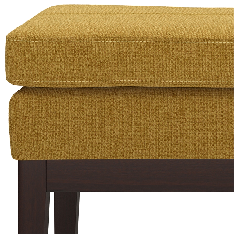 Carlson 27 inch Wide Mid Century Small Ottoman Bench in Marigold Woven Fabric