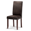 Simpli Home Acadian 7-Piece Faux Leather & Wood Dining Set in Brown