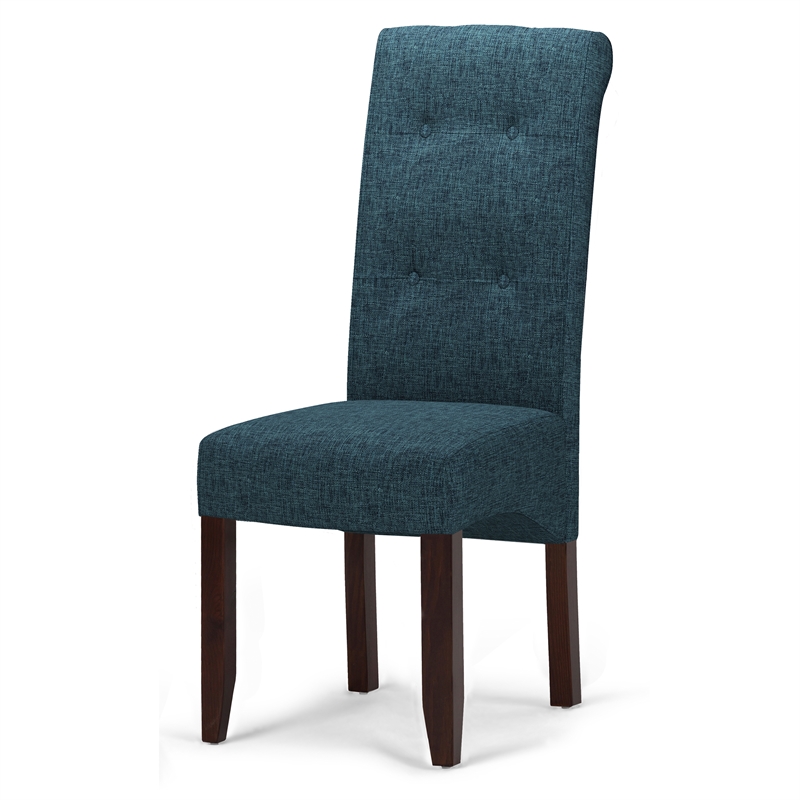 Simpli Home Cosmopolitan 7-Piece Wood & Fabric Dining Set in Denim Blue