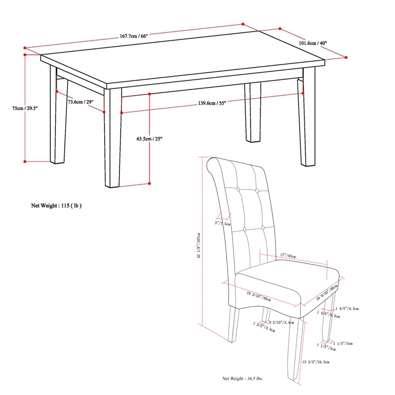 Simpli Home Cosmopolitan 7-Piece Wood & Fabric Dining Set in Denim Blue
