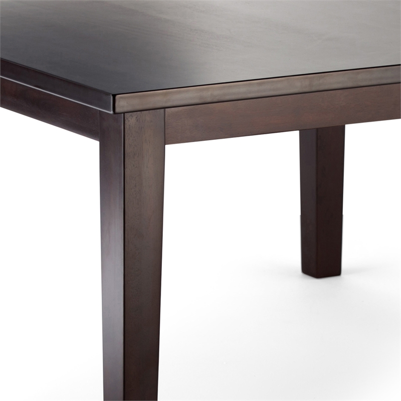 Simpli Home Acadian 5-Piece Dining Set in Black Wood & Faux Leather