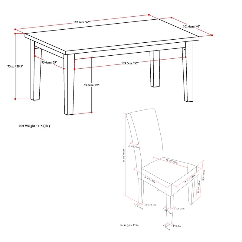Simpli Home Acadian 5-Piece Dining Set in Black Wood & Faux Leather