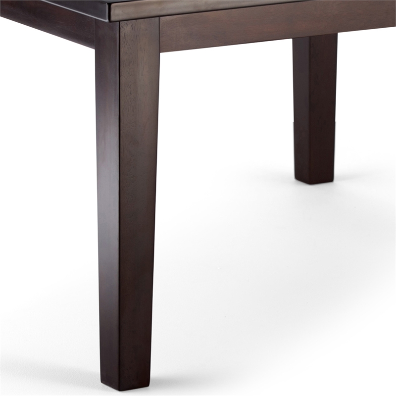 Simpli Home Acadian 5-Piece Dining Set in Black/Brown Wood & Faux Leather