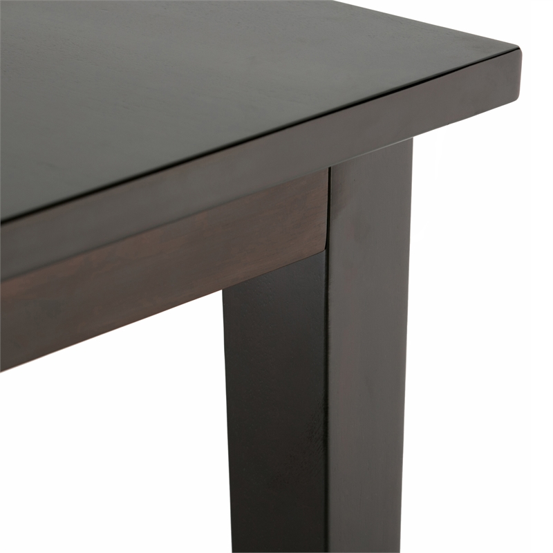 Simpli Home Acadian 5-Piece Dining Set in Black/Brown Wood & Faux Leather