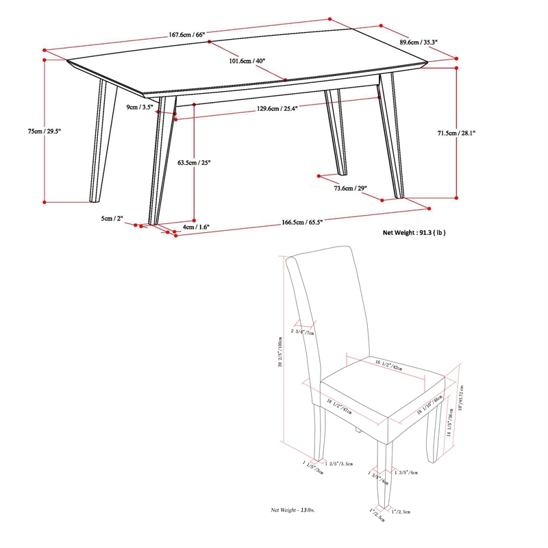 Simpli Home Acadian/Draper 7-Piece Faux Leather & Wood Dining Set in Brown