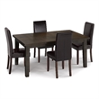 Acadian 5Pc Dining Set with 4 Chairs in Brown Vegan Faux Leather & 66