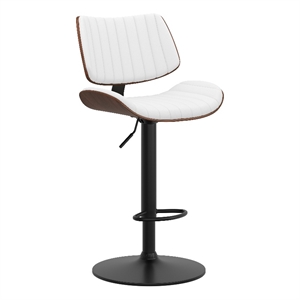 Simpli Home Novak 44.09&quot Adjustable Vegan Faux Leather Bar Stool in White