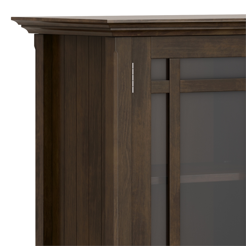 Simpli Home Bedford Transitional Solid Wood Storage Cabinet in Tobacco Brown