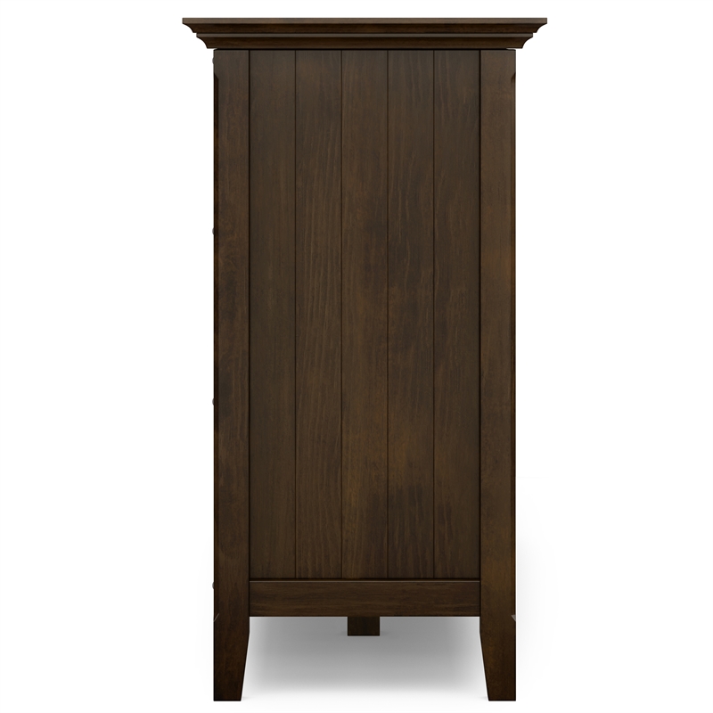 Simpli Home Bedford Transitional Solid Wood Storage Cabinet in Tobacco Brown