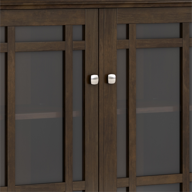 Simpli Home Bedford Transitional Solid Wood Storage Cabinet in Tobacco Brown