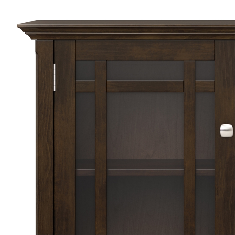 Simpli Home Bedford Transitional Solid Wood Storage Cabinet in Tobacco Brown