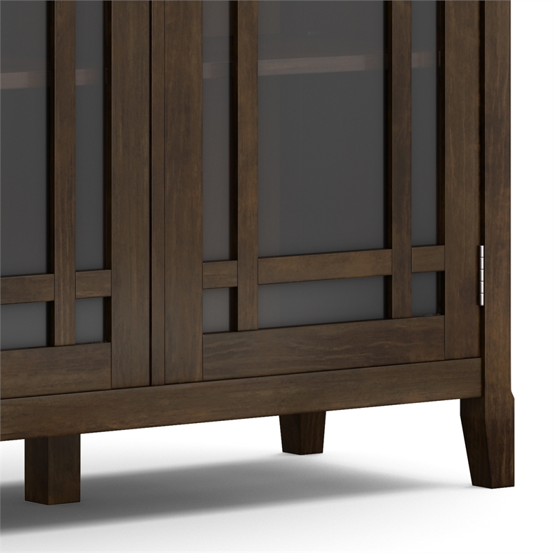 Simpli Home Bedford Transitional Solid Wood Storage Cabinet in Tobacco Brown