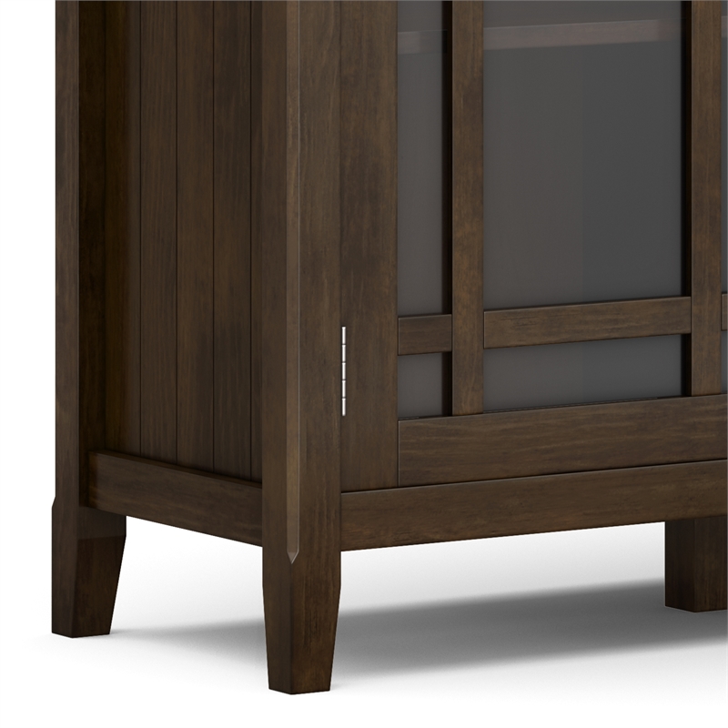 Simpli Home Bedford Transitional Solid Wood Storage Cabinet in Tobacco Brown