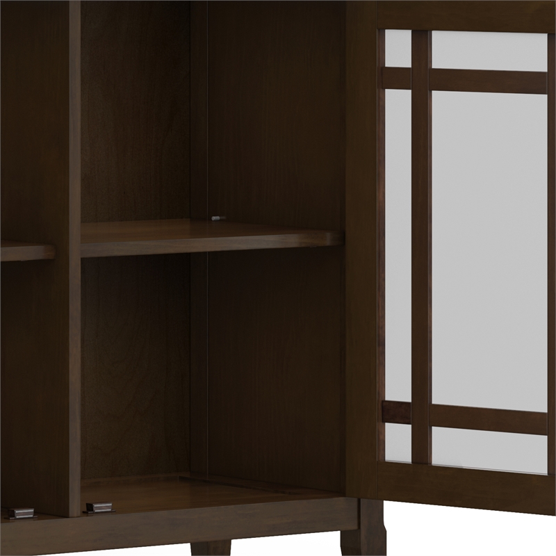 Simpli Home Bedford Transitional Solid Wood Storage Cabinet in Tobacco Brown