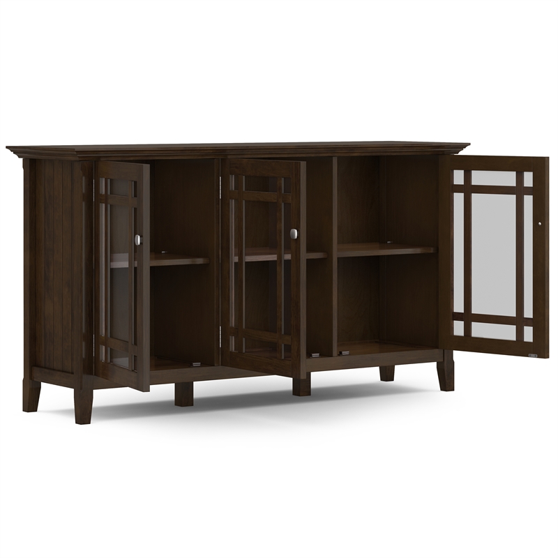 Simpli Home Bedford Transitional Solid Wood Storage Cabinet in Tobacco Brown