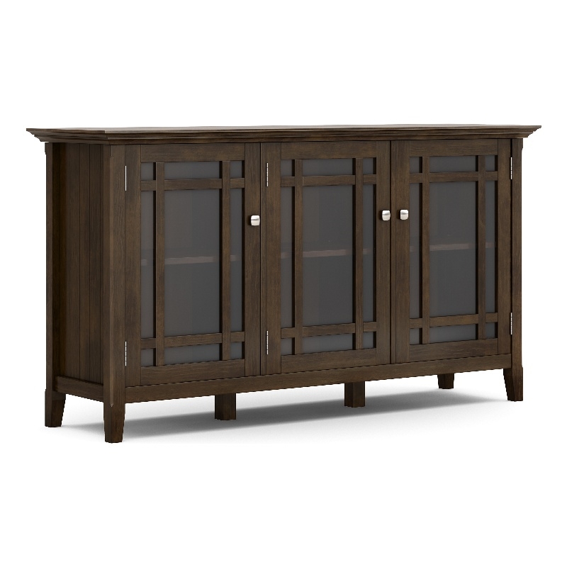 Simpli Home Bedford Transitional Solid Wood Storage Cabinet in Tobacco Brown