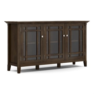 Simpli Home Bedford Transitional Solid Wood Storage Cabinet in Tobacco Brown