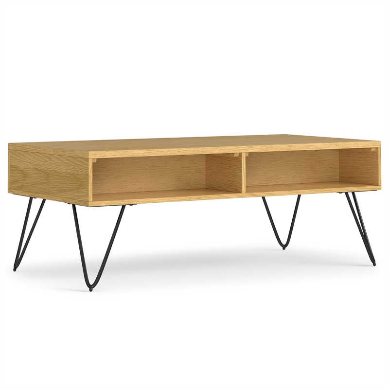 Simpli Home Hunter Rectangle Wood Coffee Table with Lift Top in Oak Brown